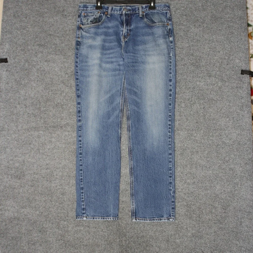 Levis 501 Straight Leg Jeans Men W34 Blue Denim Stretch Classic Casual Blank Tab